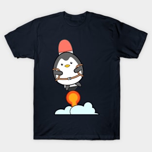 Penguin Flying Rocket T-Shirt